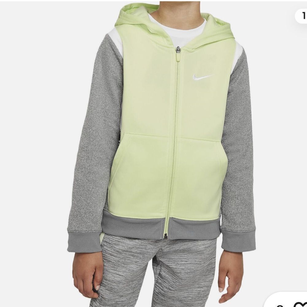 Nike Youth Boys ThermaFit Elite Full Zip Hoodie in Lime Ice/White
